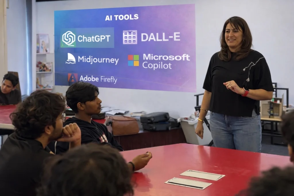 Students learning AI tools