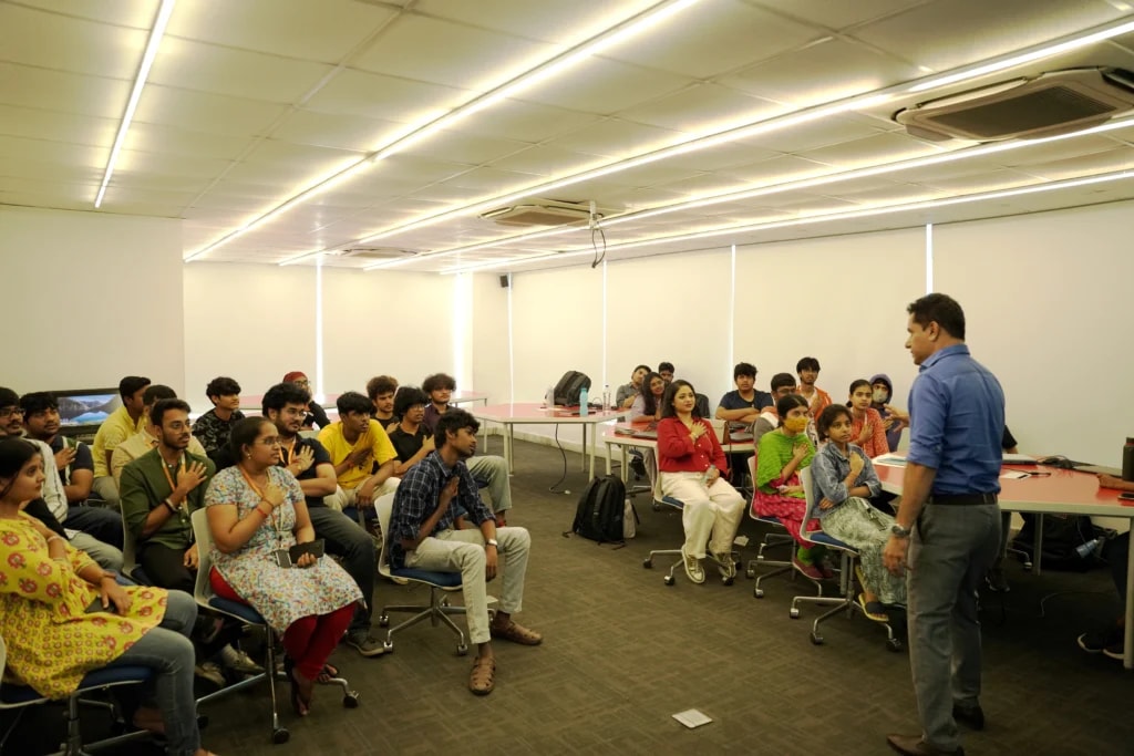 Students in a communication session