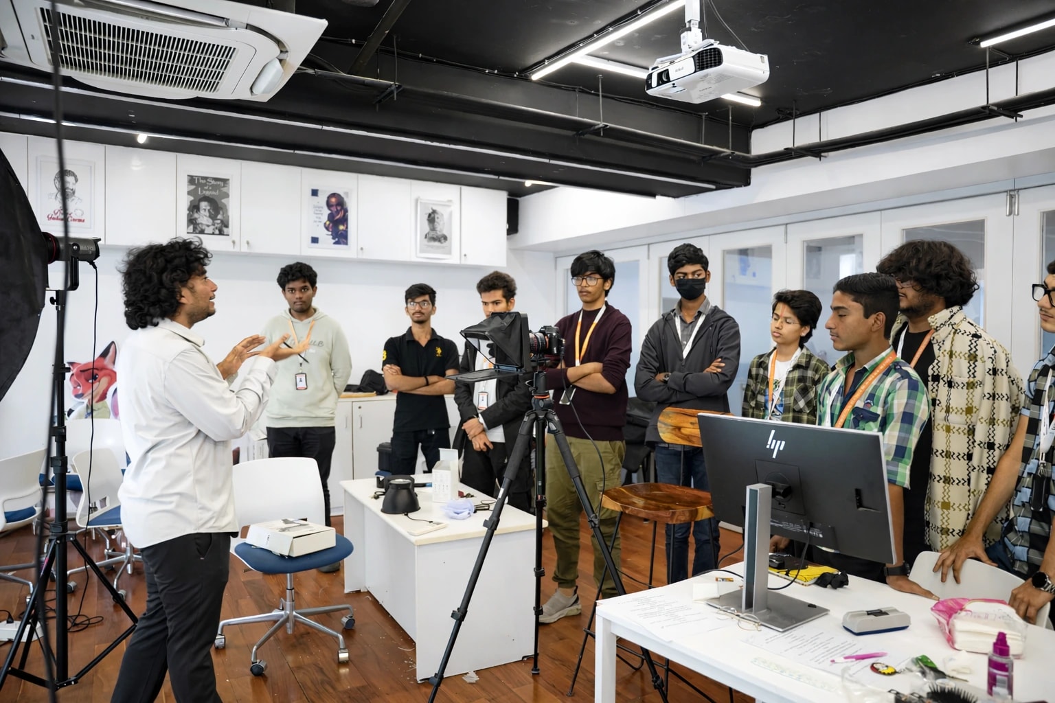 Students on a film shoot
