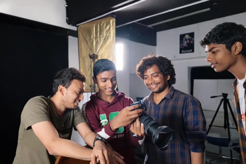 Students on a photography shoot