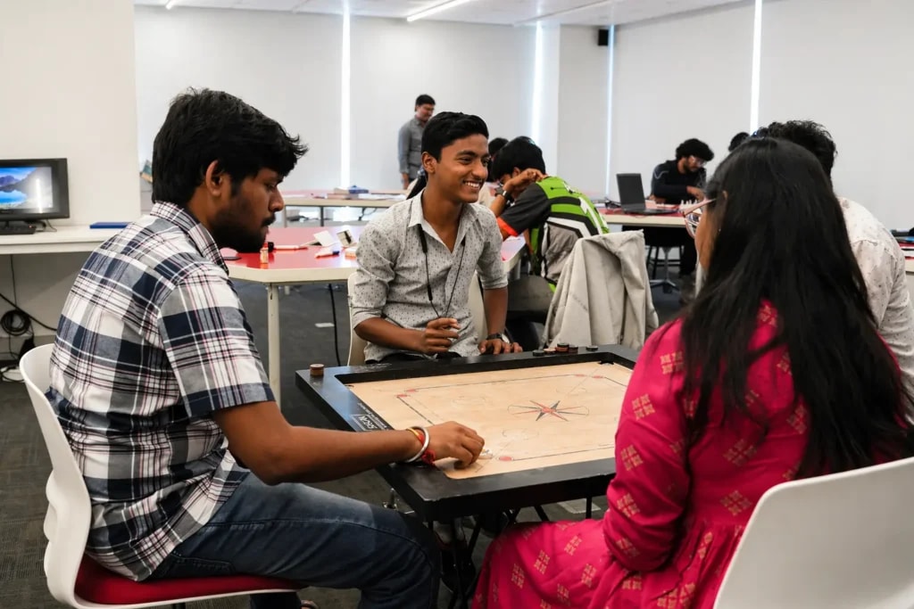 Students playing games on campus